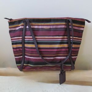 Tumi Purple Nylon Zippered Tote Bag